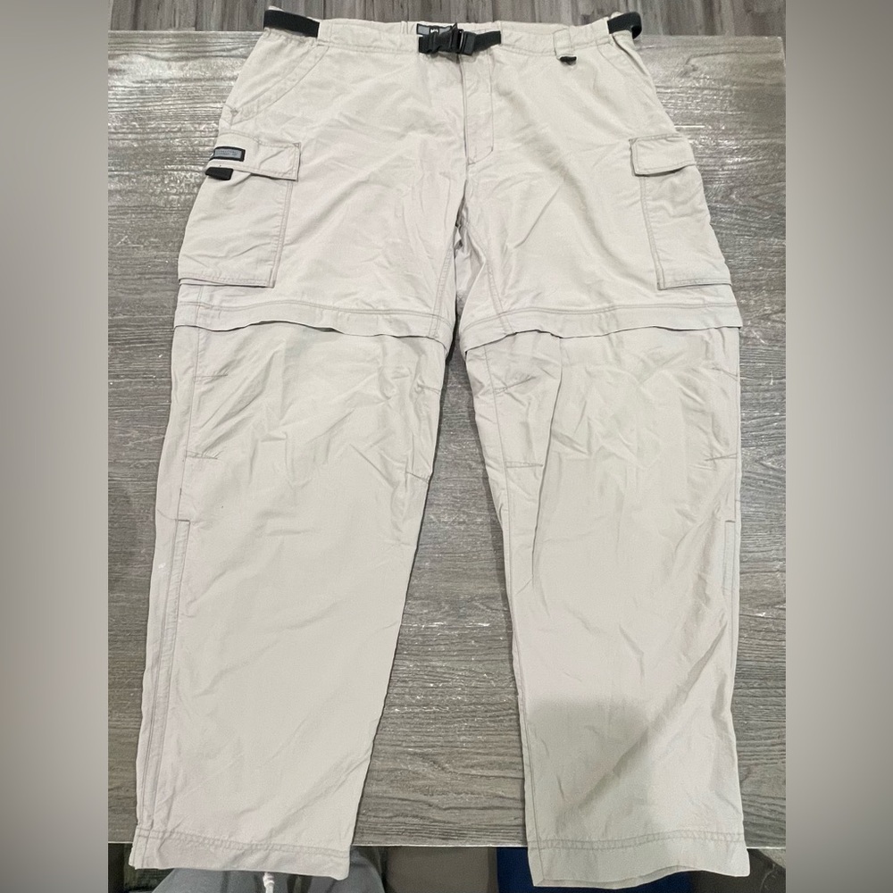 REI Coop Pants Mens 2XL XXL Khaki Sahara UPF50+ Convertible Nylon Cargo Belted